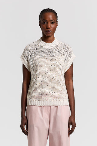 Sequinned cotton ribbon sweater