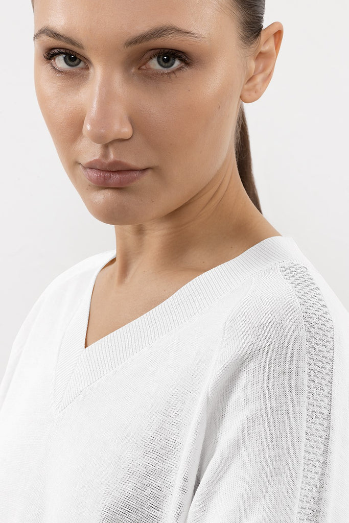 Linen cotton crepe sweater  