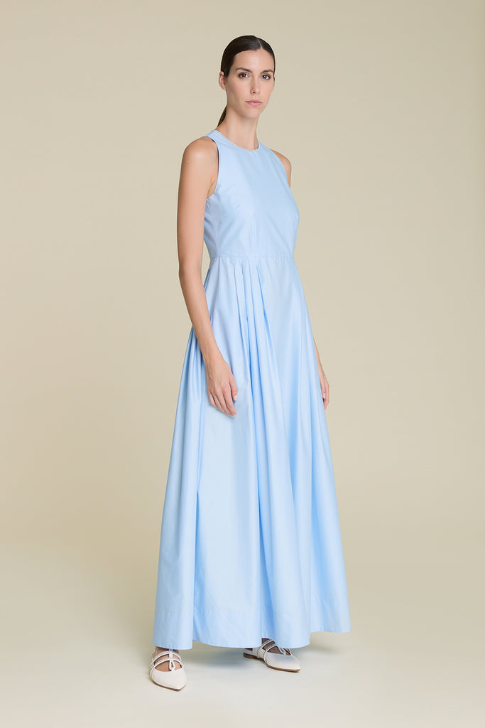 Sophisticated dress with skirt in light chiffon and top in tulle-veiled sequins  