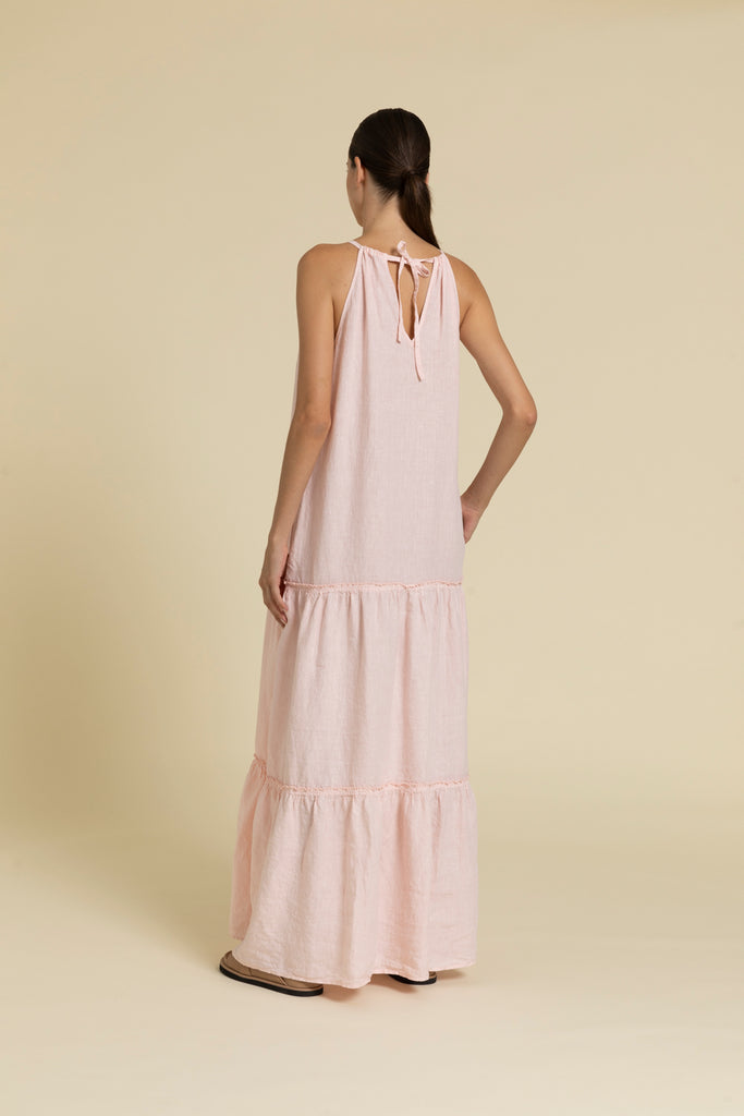 Full  flounced sundress in cool dyed pure linen  