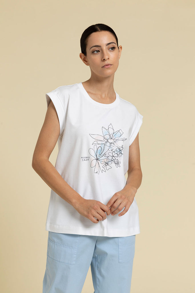 T-shirt in soft cotton jersey with Flowery graphic print  
