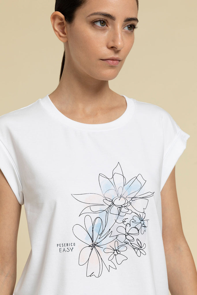 T-shirt in soft cotton jersey with Flowery graphic print  