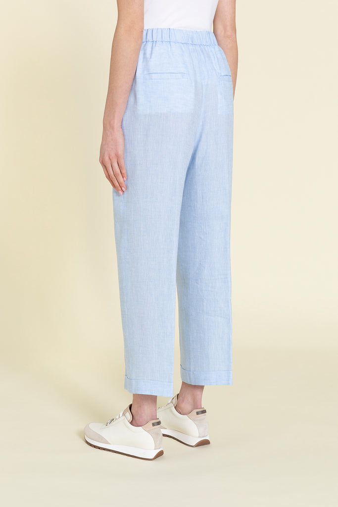 Wide pull-on trousers in light pure linen  