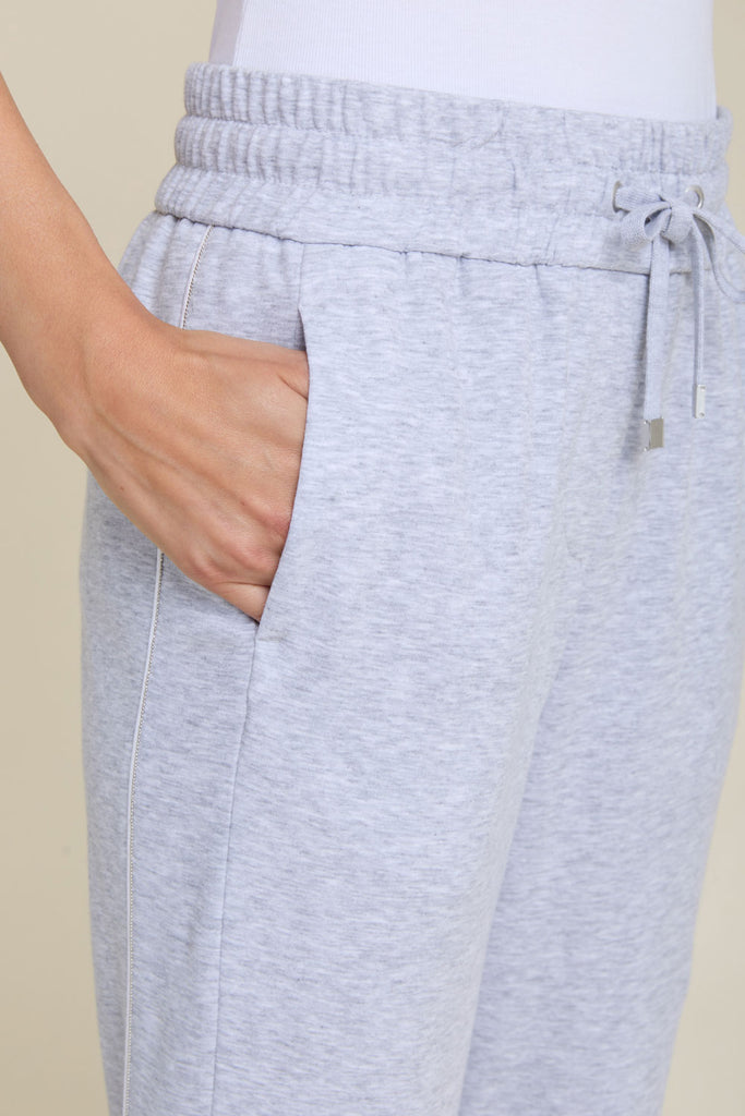 Pull-on carrot joggers in soft doubleface microfibre with knitted drawstring  