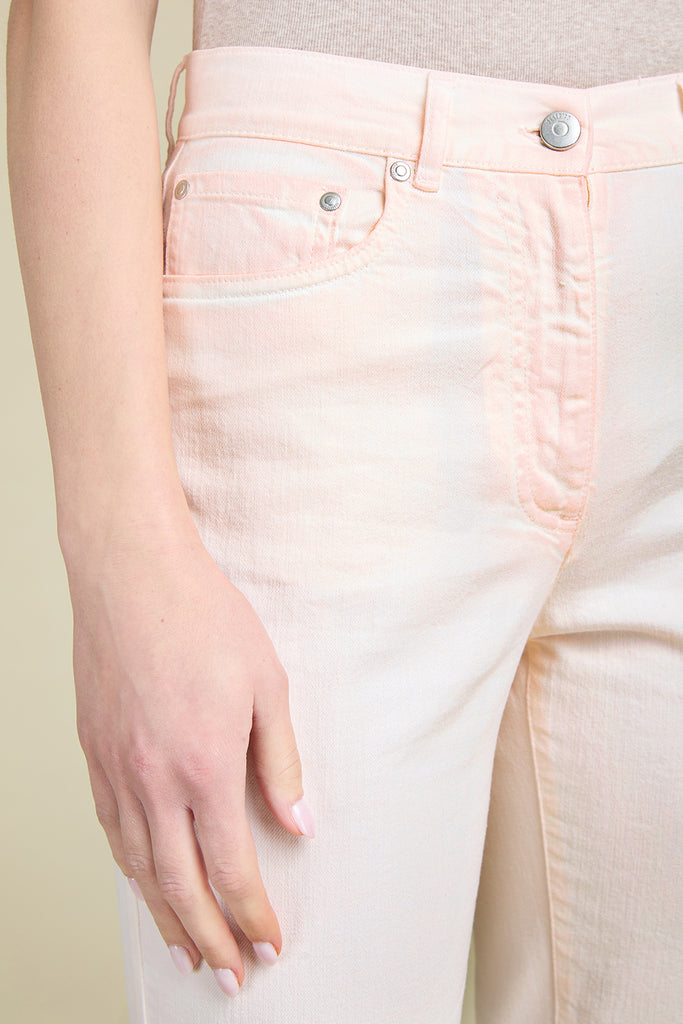Straight jeans in cloudy faded dye cotton drill  