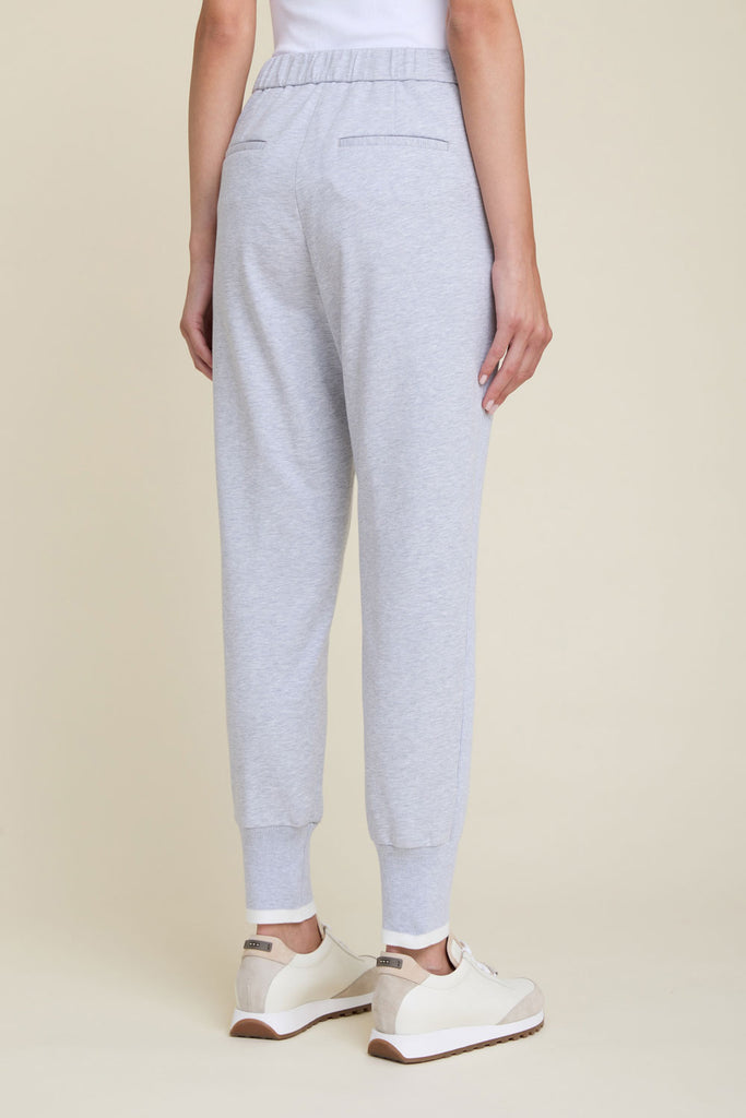 Pull-on joggers in soft melange comfort cotton fleece with knit drawstring  
