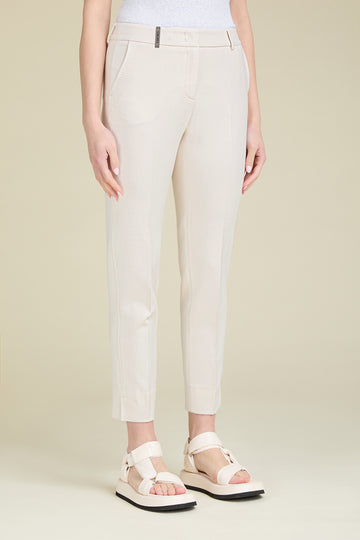 Tailored Iconic fit trousers in stretch cotton viscose blend  