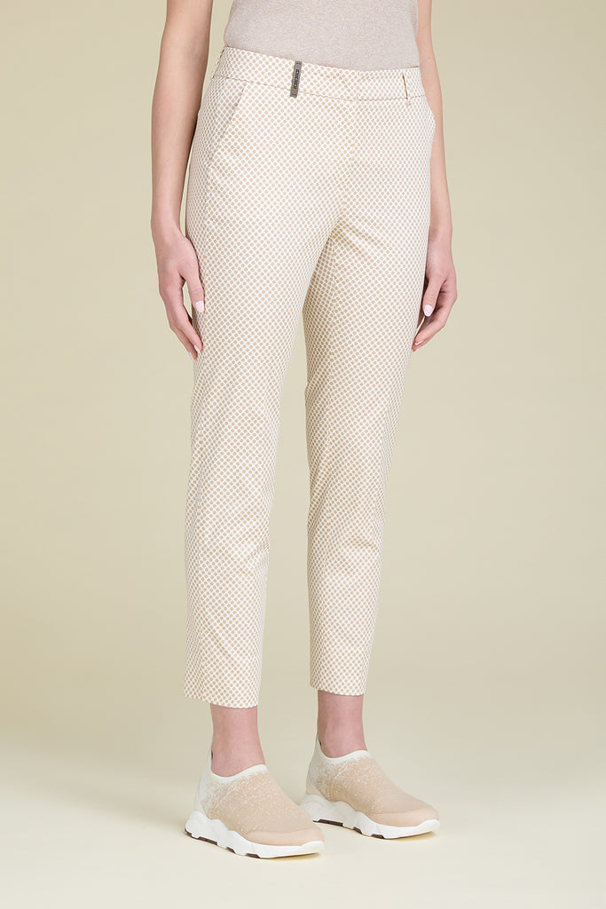Iconic Fit trousers in  comfort cotton satin with microdot print  