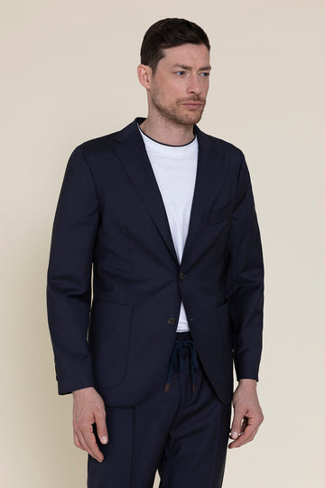 Single-breasted blazer in pure combed wool  