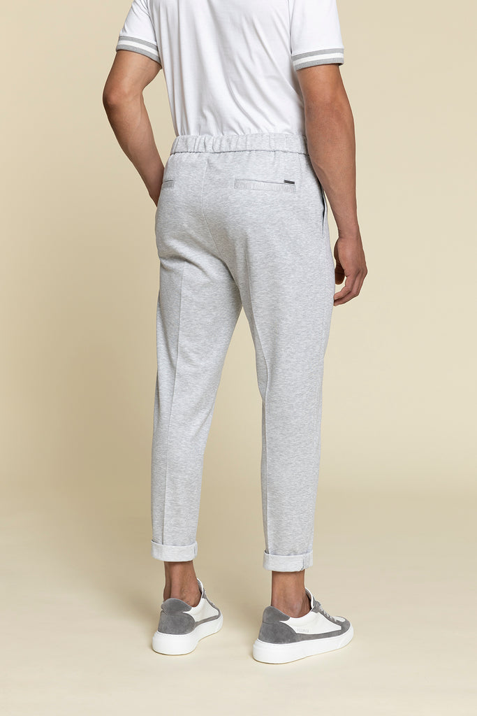 Leisure fit trousers in melange cotton jersey  