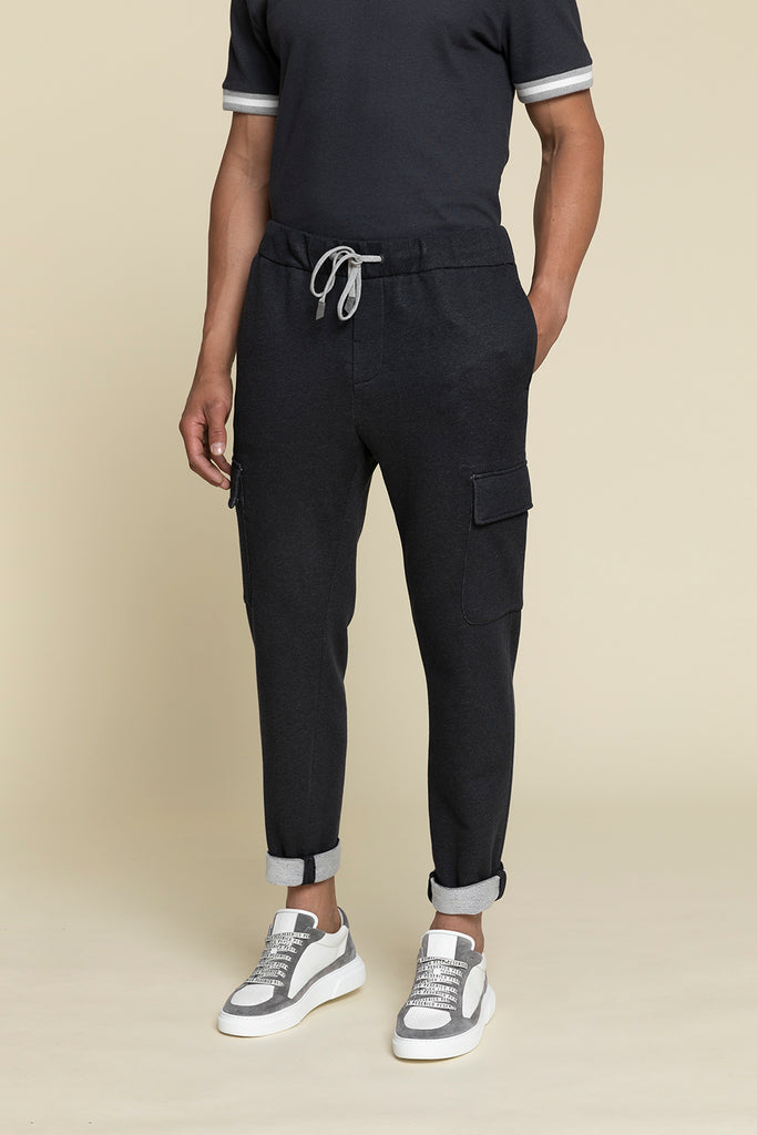LEISURE FIT TROUSERS WITH POCKETS IN PURE COTTON JERSEY  