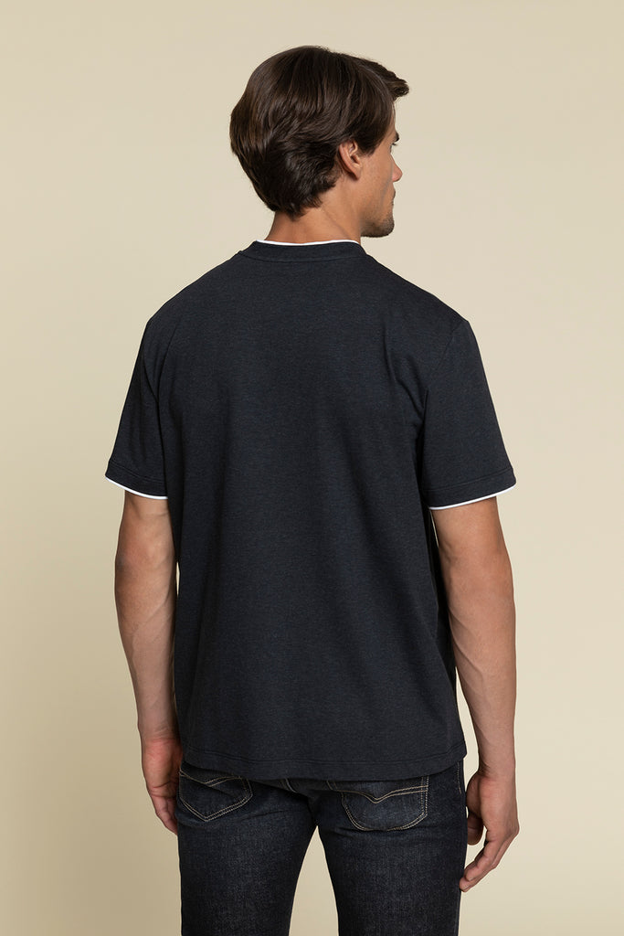 PRINTED T-SHIRT IN PURE MAKO COTTON JERSEY WITH CONTRASTING EDGES  
