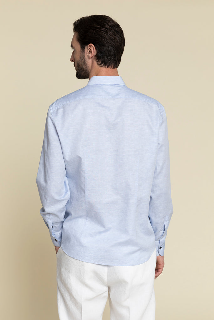 BUTTON DOWN SHIRT IN WASHED COTTON AND LINEN  