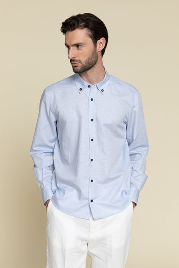 BUTTON DOWN SHIRT IN WASHED COTTON AND LINEN  