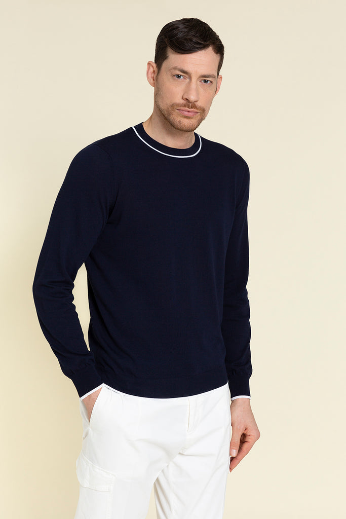 CREWNECK SWEATER IN  COTTON CREPE YARN KNIT  
