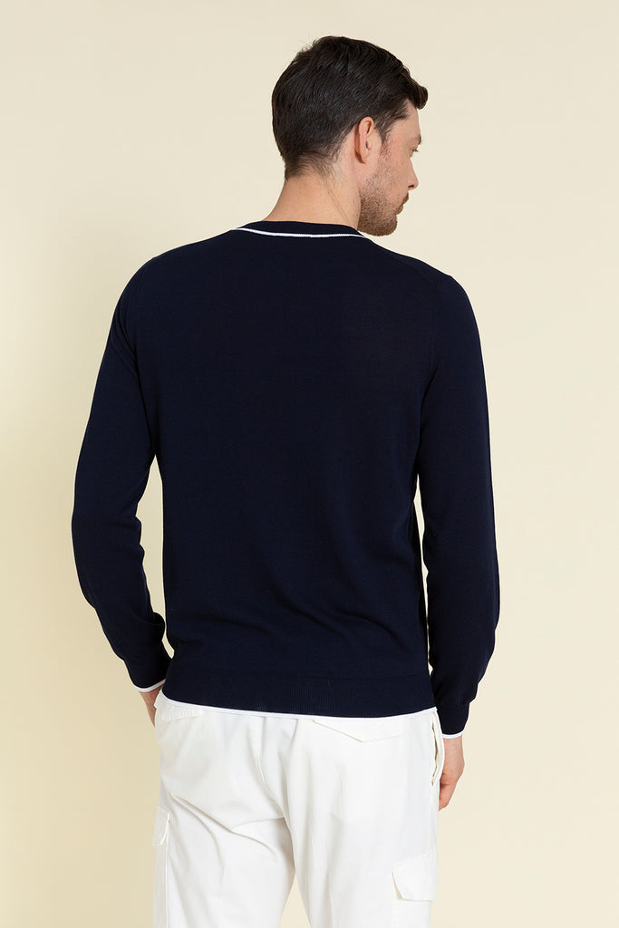 CREWNECK SWEATER IN  COTTON CREPE YARN KNIT  