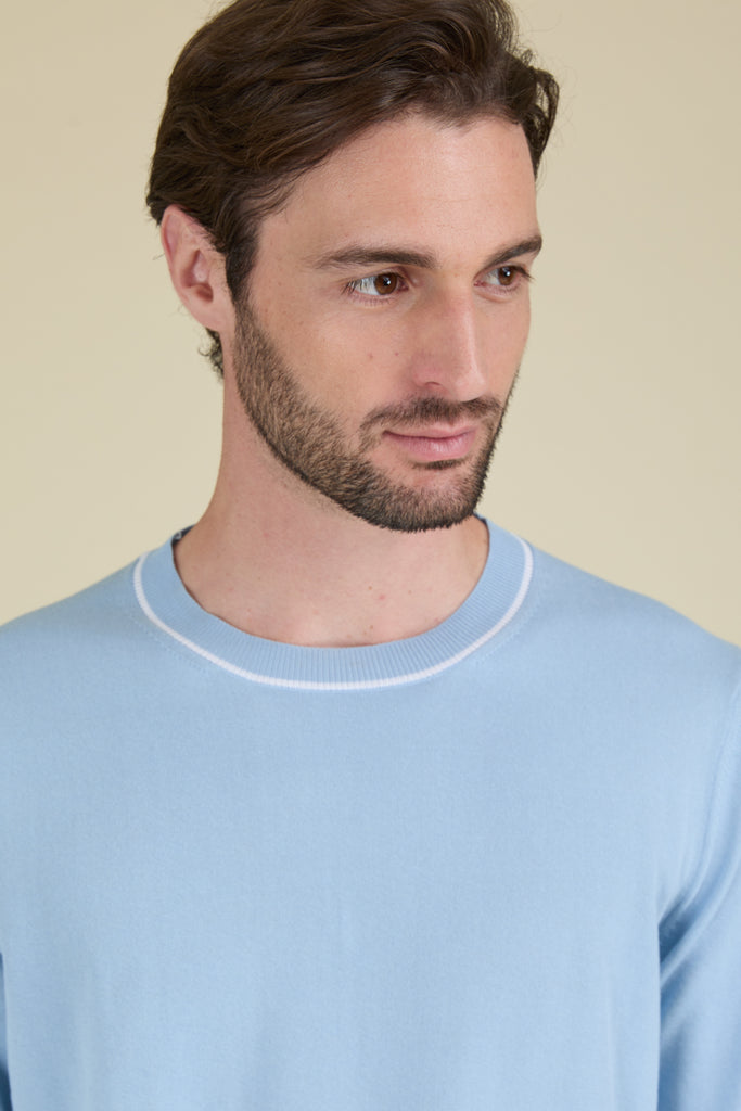 CREWNECK SWEATER IN KNITTED CREPE COTTON YARN KNIT  
