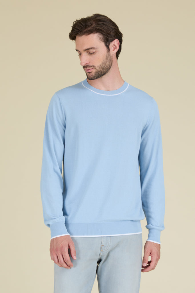 CREWNECK SWEATER IN KNITTED CREPE COTTON YARN KNIT  