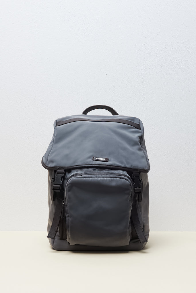 BACKPACK WITH POCKETS IN TECHNICAL FABRIC AND LEATHER INSERTS  