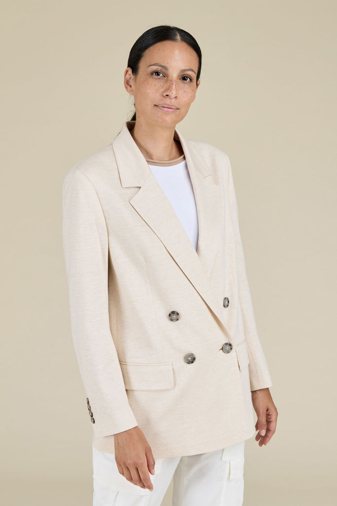 Oversize double-breasted blazer in linen blend jersey  