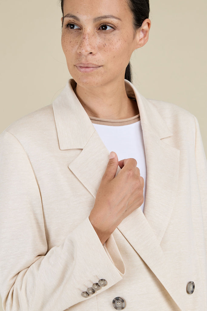 Oversize double-breasted blazer in linen blend jersey  