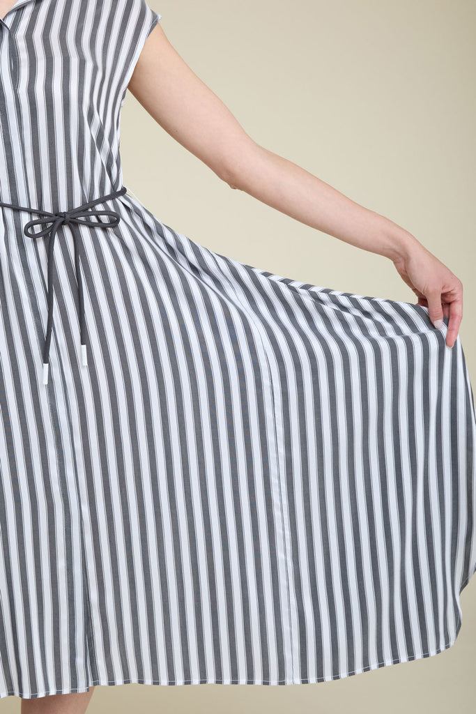 Shirtdress in exquisite striped silk voile  
