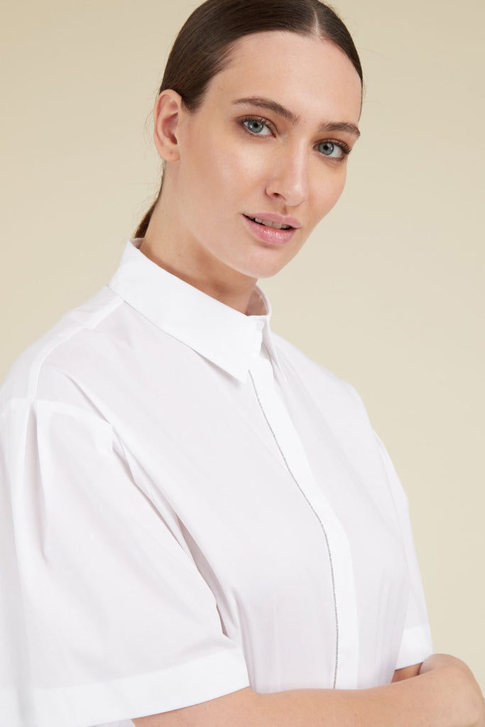 Shirt with sculpted sleeves in light comfort cotton poplin  