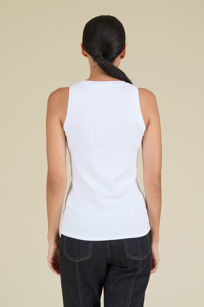 Comfortable melange cotton rib knit top  