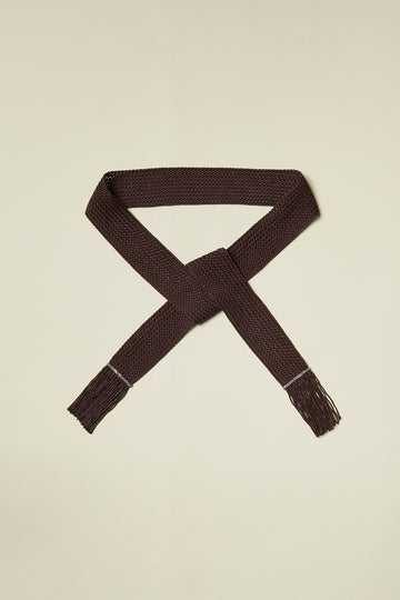 Braided cotton sash belt with fringe trimmed with Punto Luce diamond cut chain  