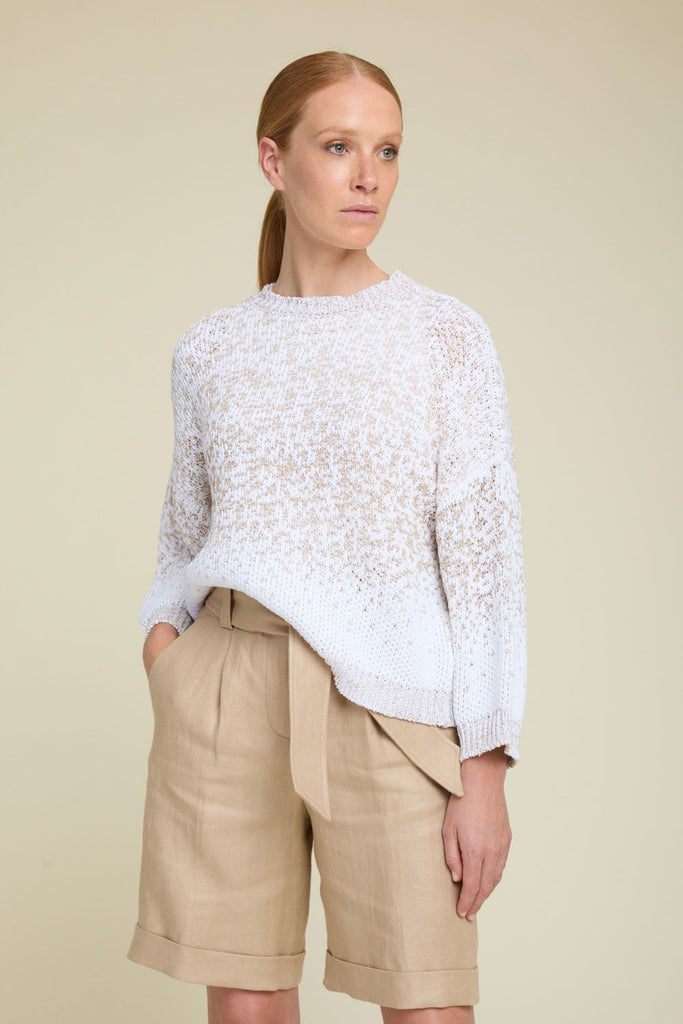 Shaded jacquard sweater in cotton ribbon with sparkling sequins  